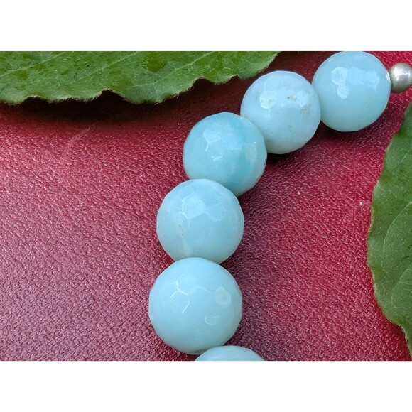 Vintage Sterling Amazonite Bead Bracelet, Lotus Zen Bracelet - Picture 9 of 10